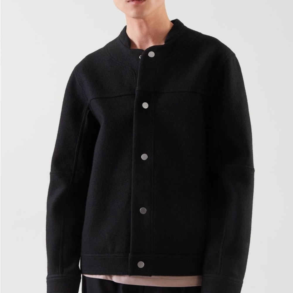 COS Men's Black Wool Bomber Jacket